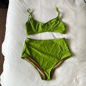 Nu Swim Lime Green High Waisted Bikini Swimsuit Size Medium